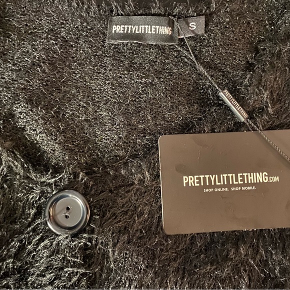 NWT Prettylittlething Black Eyelash Button Cardigan Size S - Picture 2 of 7